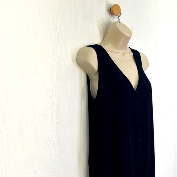 Madewell - Black Sleeveless Sleek Covered Buttons Down Front Midi Dress Size XXS - Picture 4 of 10